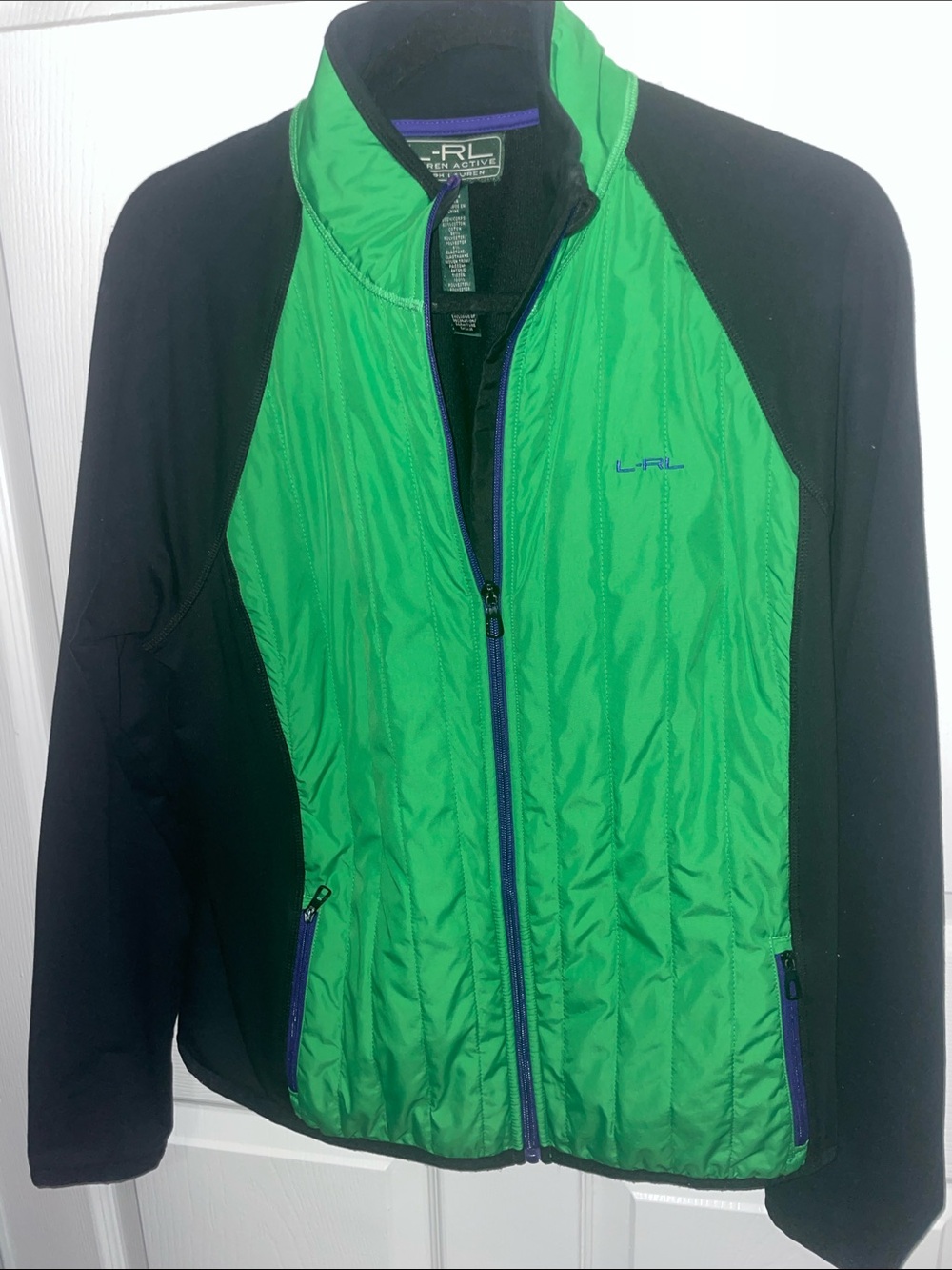Ralph Lauren Green and Black Quilted Lightweight Utility Jacket